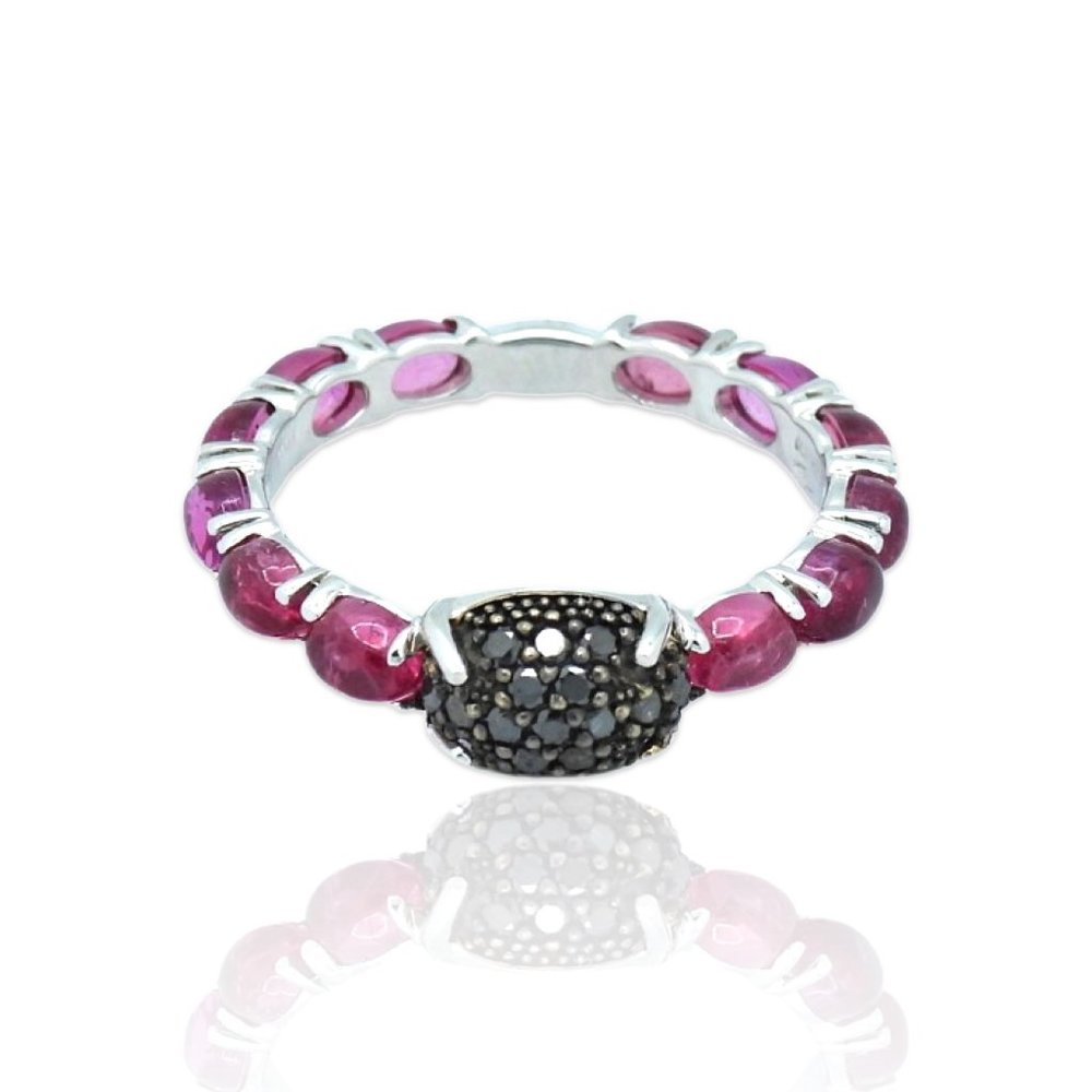 Superoro 18K White Gold Diamond & Tourmaline Ring